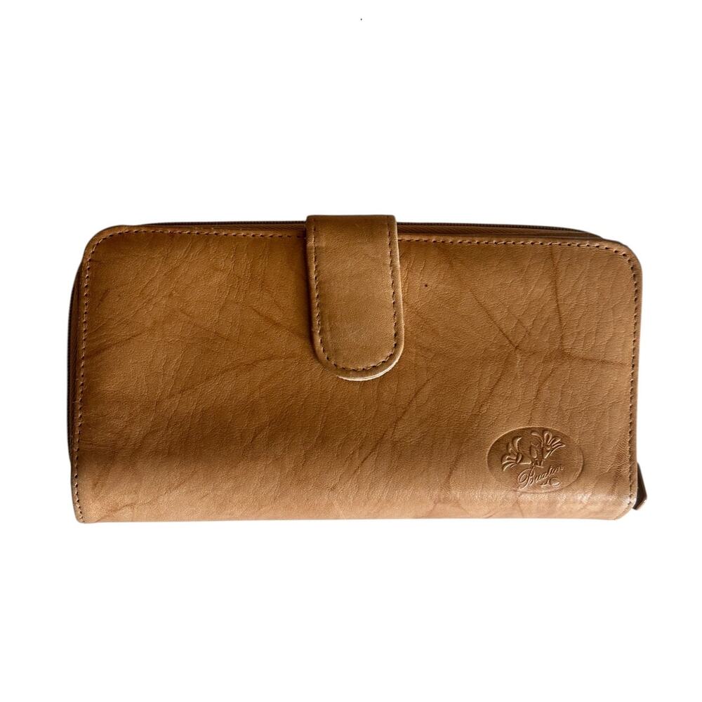 Buxton Heiress Pik Me Up Vintage Wallet Tan Checkbook Credit Card Continental